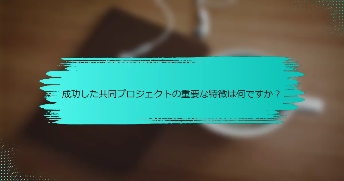 成功した共同プロジェクトの重要な特徴は何ですか？